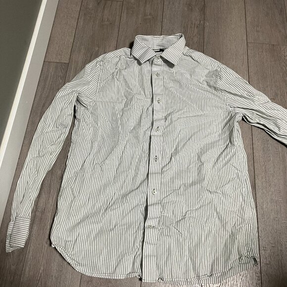 Banana Republic Men's White Stripe Styled Casual Button up Dress Shirt Large - Picture 1 of 6